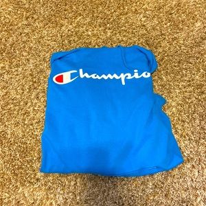 Blue Champion sweatshirt, shirt material